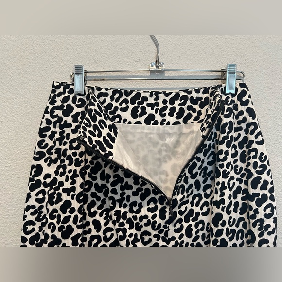 VTG 80s 2 Piece Suit Blazer Jacket Skirt Black White Leopard Print Sequin Trim 6 - Picture 12 of 13